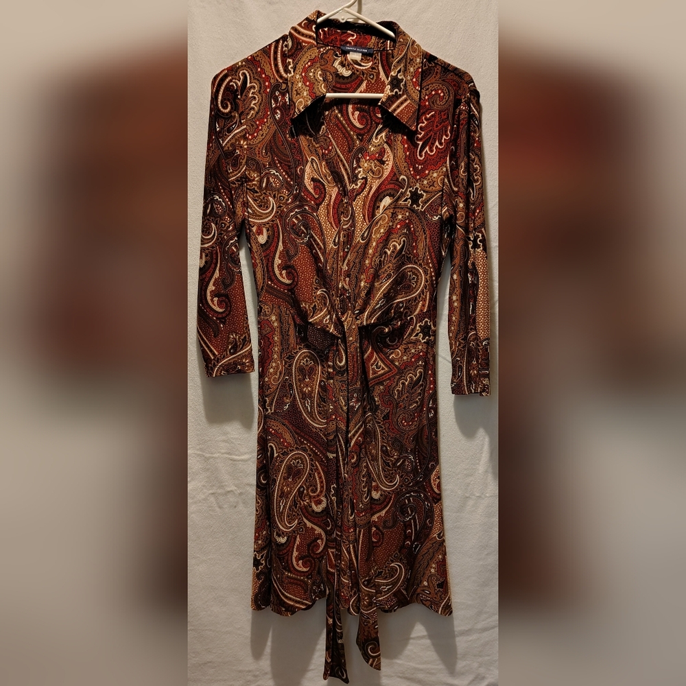 Tommy Hilfiger Petite Paisley-Print Jersey Long sleeve Shirtdress Size 6 - Picture 5 of 12